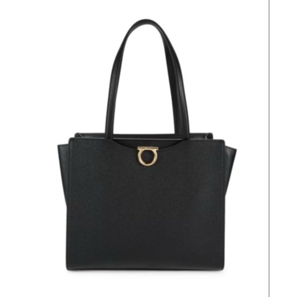 SALVATORE FERRAGAMO Gemini Leather Shoulder Bag $1990. Black Leather Purse, Bag